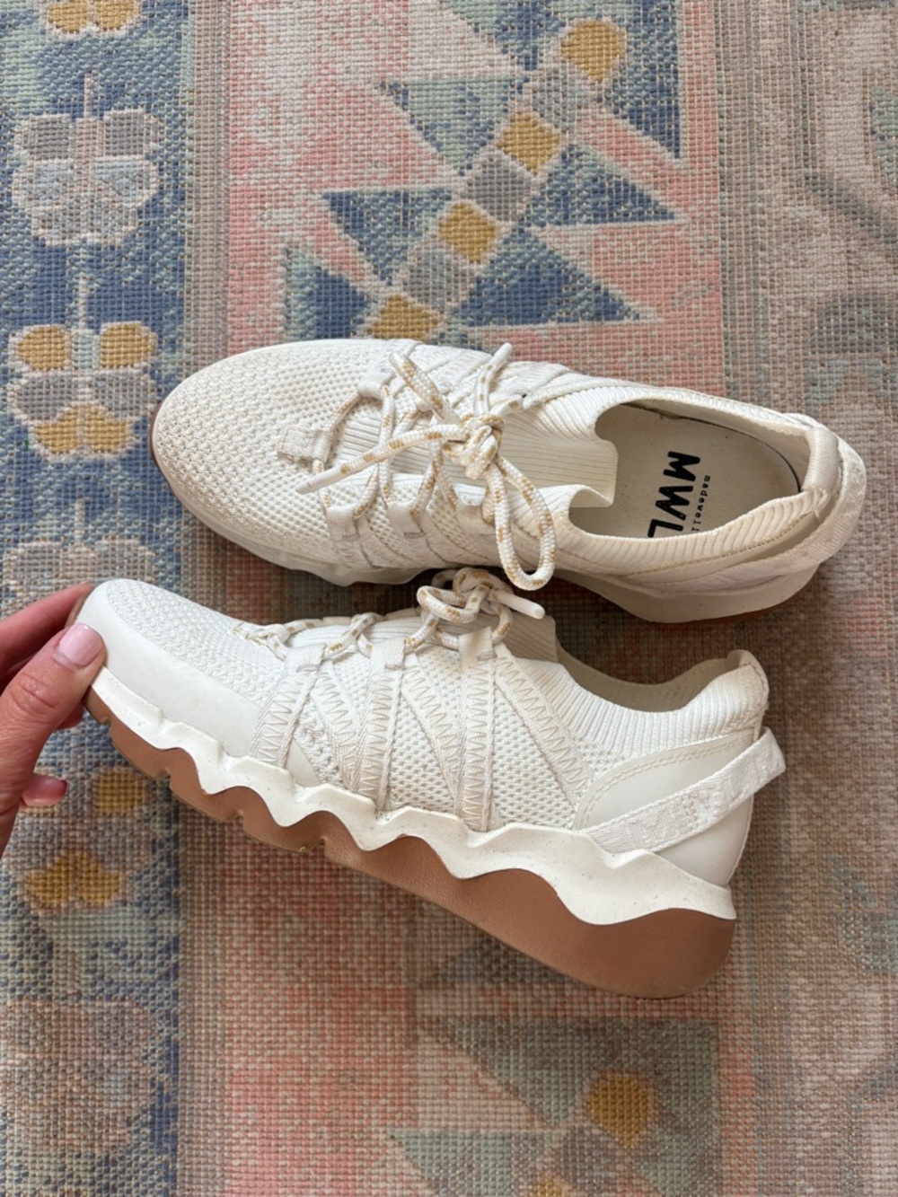 Neutral Knit Lace-Up Platform Sneakers by Madewell